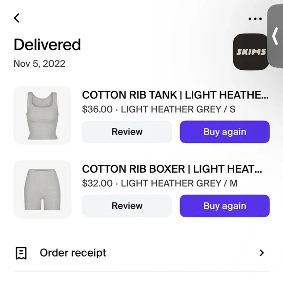 SKIMS cotton rib boxers size medium in light heather grey - Picture 4 of 4